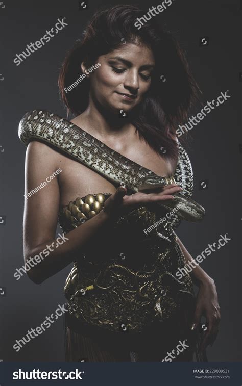Sexy Warrior Tattooed Woman Big Snake Stock Photo Shutterstock