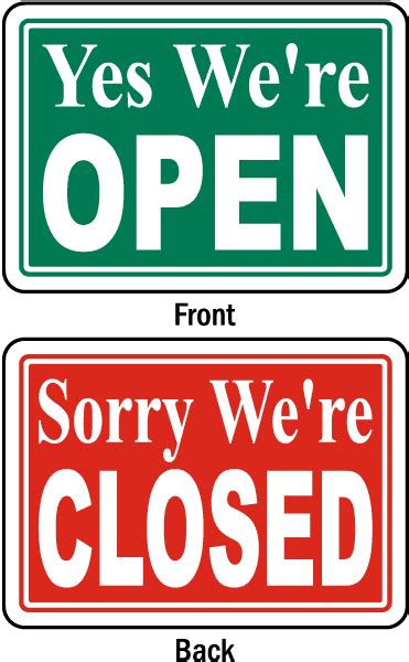 Yes Were Open Sorry Closed Safety Notice Signs For Work Place Safety