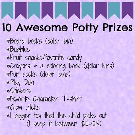 Potty Prize Ideas Potty Training 3 Day Potty Training Method Potty