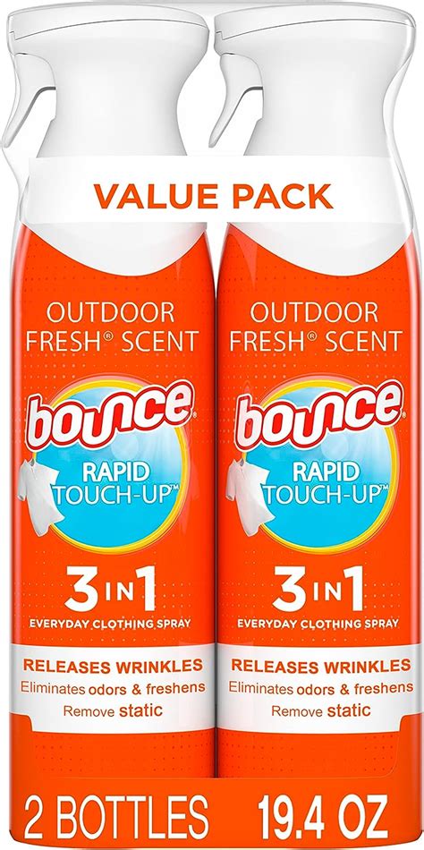 bounce rapid touch up 3 in 1 wrinkle releaser clothing spray 2 count 550 gram amazon ca
