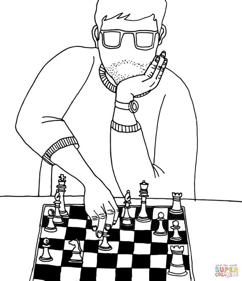 Playing Chess coloring page | Free Printable Coloring Pages