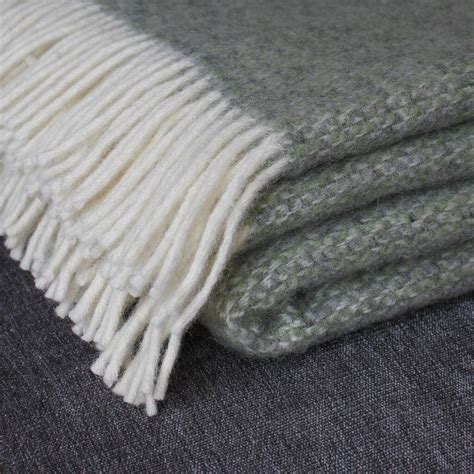 Green And Grey Woven Wool Throw By Marquis And Dawe