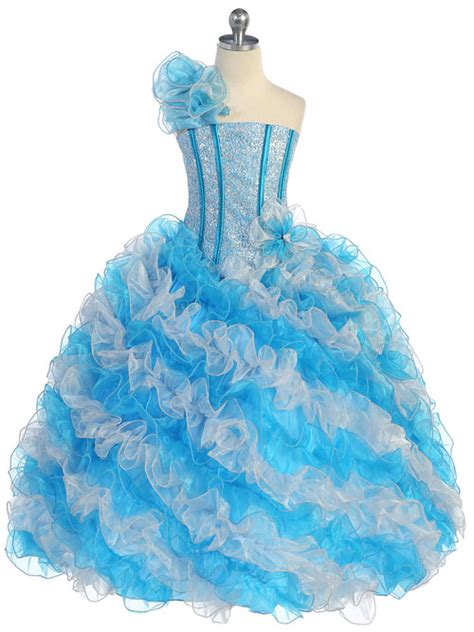 Stunning Princess Style Ruffled Girls Pageant Dress