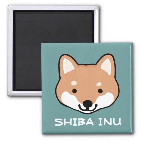 Shiba Inu Smiley Face With Custom Text 2 Inch Square Magnet Square