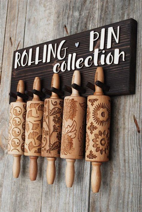 Rolling Pin Holder Wooden Hanger For 5 Mini Engraved Rolling Etsy