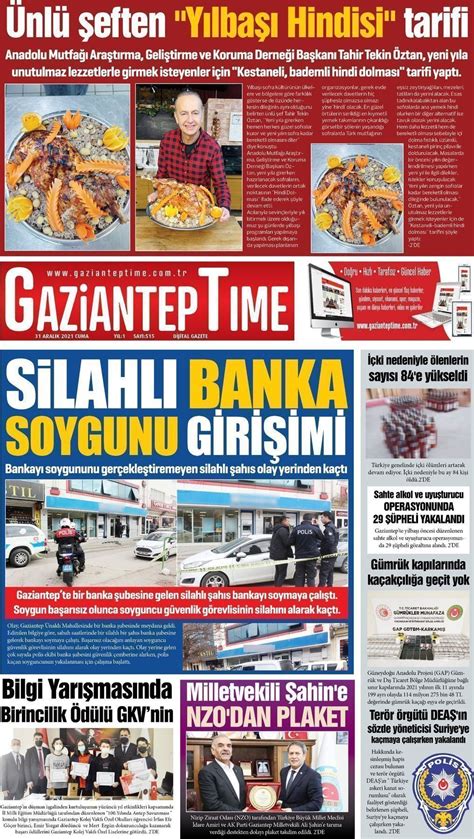 01 Ocak 2022 tarihli Gaziantep Time Gazete Manşetleri