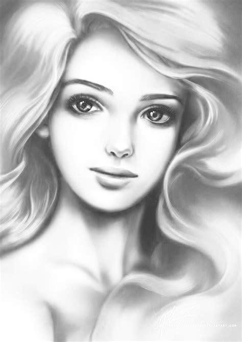 A Drawing Of A Woman With Long Blonde Hair