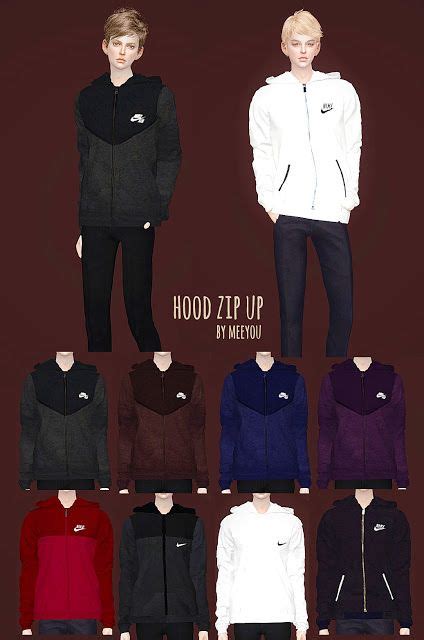 Sims 4 Ccs The Best Hood Zip Up Male By Meeyou World Sims 4 Men
