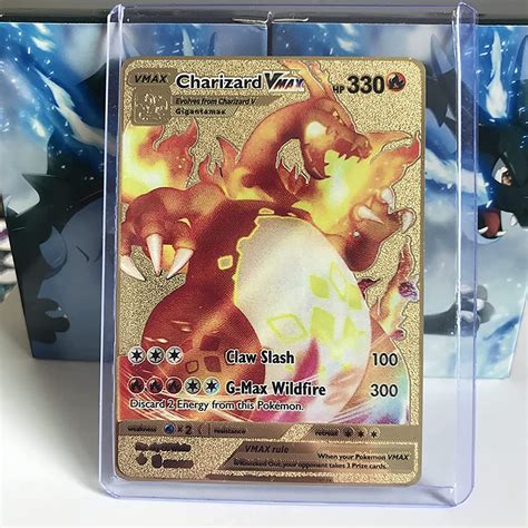 6 Pack Charizard Vmax Metal Gold Plated Card Charizard Vmax Cards For