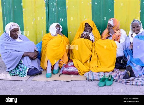 Beggars Sitting Outside The Bole Medhanialem Church In Addis Ababa