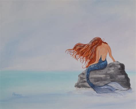 Mermaid On A Rock Painting By Dick Heberly Pixels