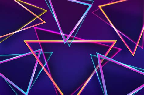 Geometric Shapes Neon Lights Background Free Vector