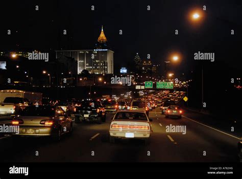 Rush Hour Traffic At Night In Atlanta Georgia Ga Stock Photo Alamy