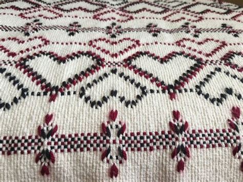 Swedish Weaving Afghan Throw Heirloom Monks Cloth Afghan Huck