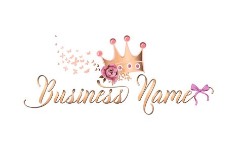 Custom Logo Design Pink Gold Logo Premade Logo Design Crown
