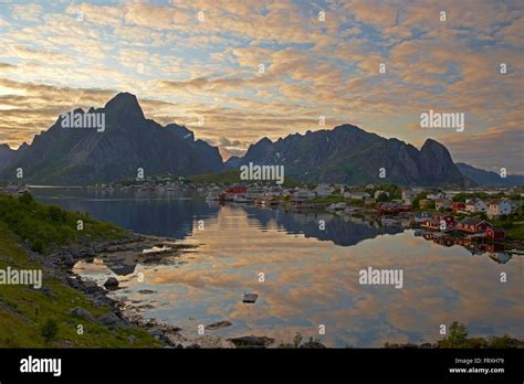 View Of The Fishing Village Of Reine In The Evening Light Lofoten
