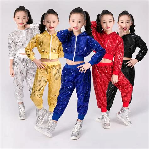 New Jazz Dance Children Performance Costume Sequins Hip Hop Stage Wear