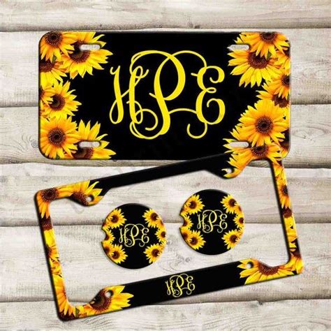 This is a diy license plate frame. Sunflower License Plate Frame Monogrammed License Plate | Etsy in 2021 | Car personalization ...
