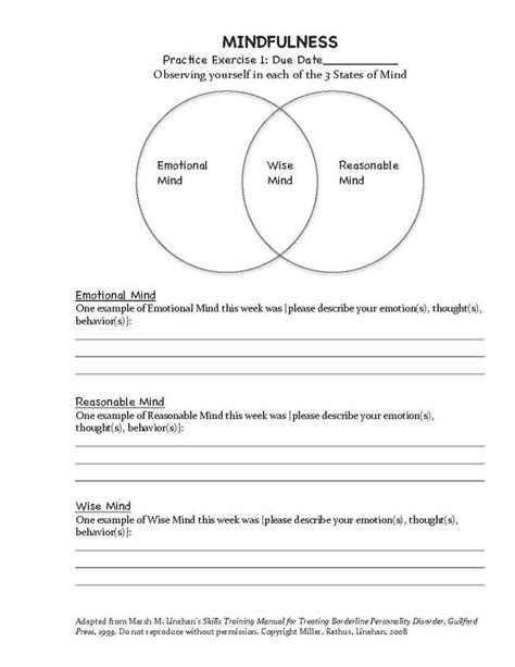 Eating Disorder Therapy Worksheets