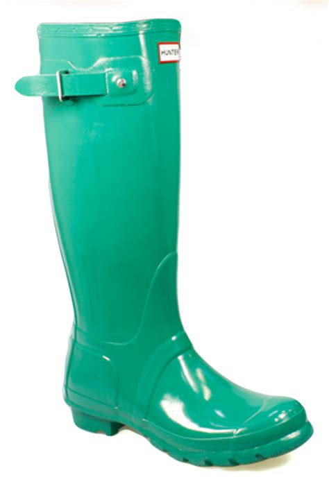 Hunter Wellies Women Original Gloss Tall Green Wellington Boots Ebay