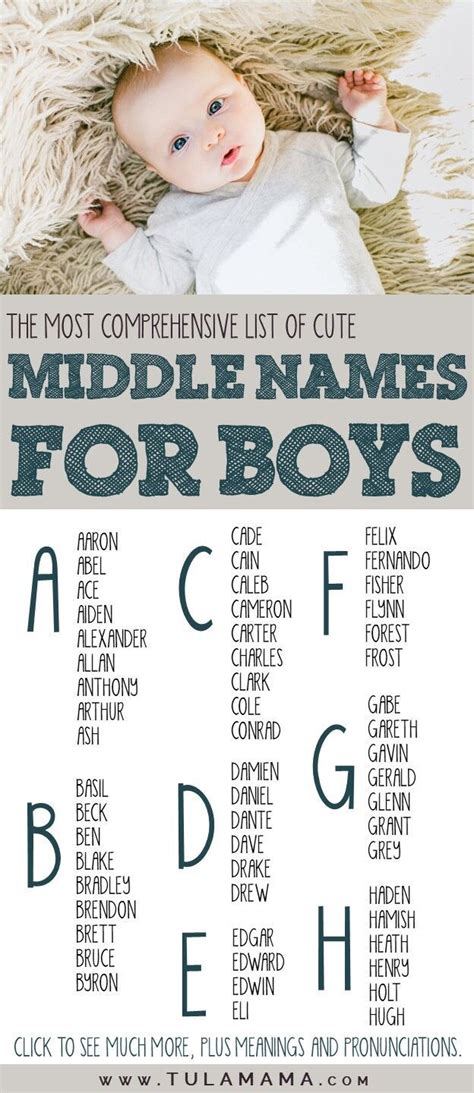 A Comprehensive List Of Cute Middle Names For Boys Baby Middle Names
