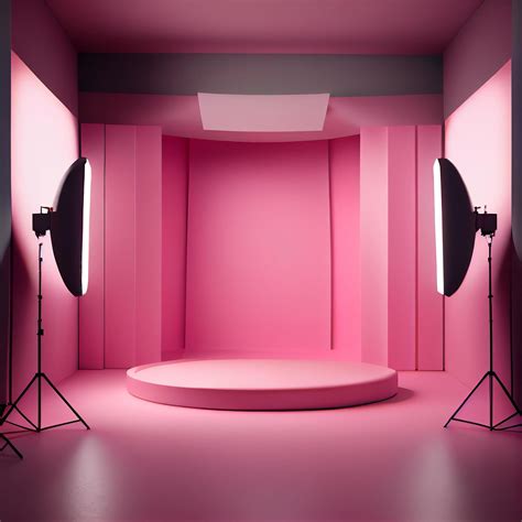 Pink Studio Room Background With Spotlight On Illustrator Generative