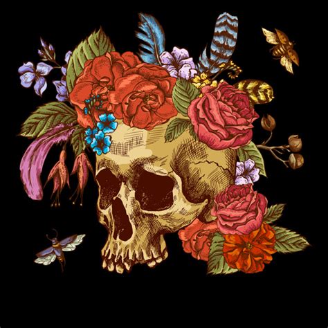 Premium Vector Skull And Flowers Day Of The Dead