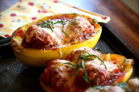 Foodista Low Carb Cooking Spaghetti Squash And Meatballs