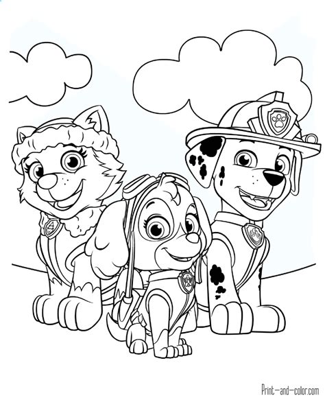 This set of free coloring sheets includes ryder, marshall, rubble, chase, rocky, zuma, skye and everest. Paw Patrol coloring pages | Print and Color.com