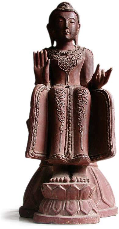 Antique Burmese Red Maitreya Buddha Statue