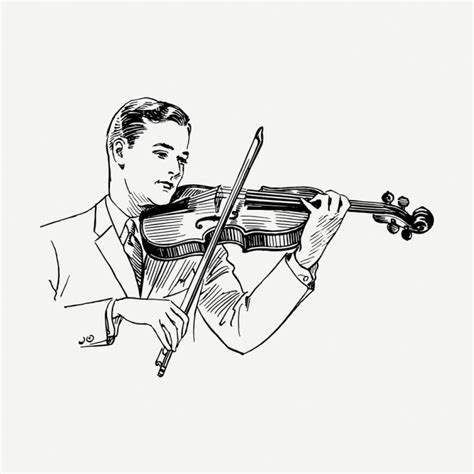 Violinist Drawing Vintage Music Illustration Free Psd Rawpixel