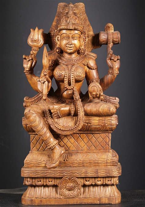 Sold Wooden Shakti Mariamman Carving 24 76w1cc Hindu Gods And Buddha