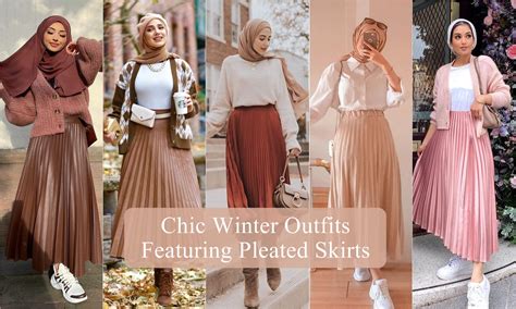 Chic Winter Outfits Featuring Pleated Skirts Hijab Fashion Inspiration