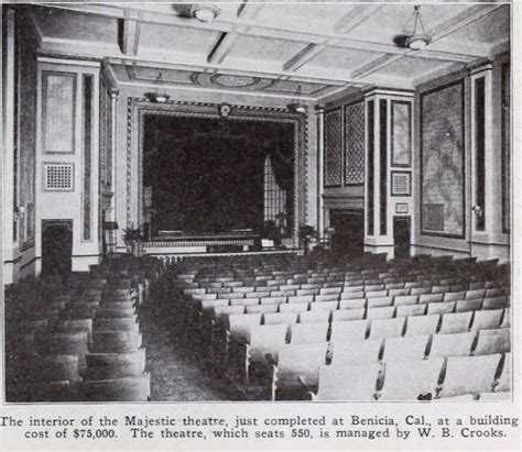 The spanish gothic theater was designed by the boller brothers, who were nationally prominent theater architects. Majestic Theatre in Benicia, CA - Cinema Treasures