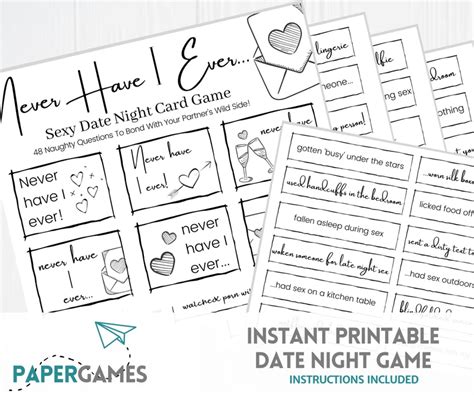 Date Night Sexy Never Have I Ever Game Printable Etsy Sexy Games