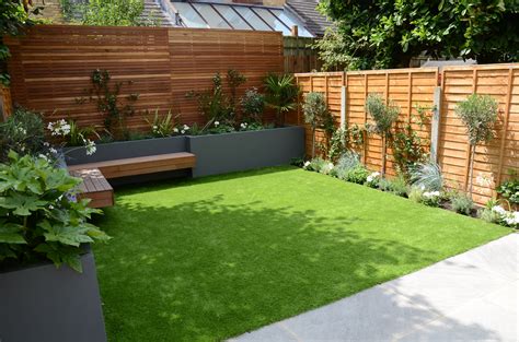 Find the plants that work for you. small garden design fake grass low mainteance contempoary ...