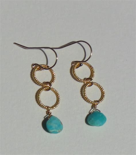 Sleeping Beauty Turquoise Gold Dangle Earrings Etsy