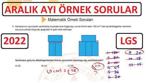 Aralık Ayı Örnek Sorular LGS 2022 Aralık Ayı Örnek Soruları Matematik