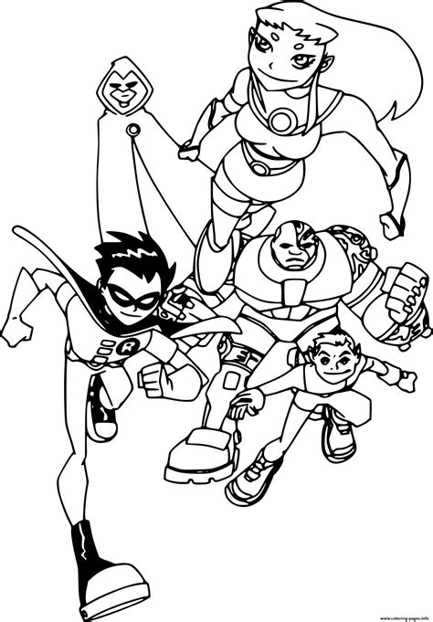 Developing skills with color can also be developed, who do not have very artistic talent. Teen Titans Team Running Coloring Pages Printable
