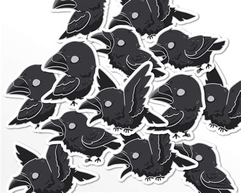 Cute Raven Stickers Crow Stickers Kawaii Halloween Stickers Etsy