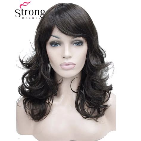 Strongbeauty Medium Length Wavy Dark Brown Full Synthetic Wig Womens