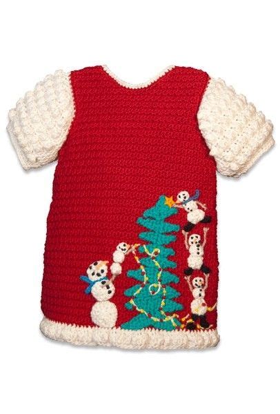 Crochet Pattern Christmas Dress With Snowmen For Babies And Etsy