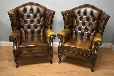 Now you can shop for it and enjoy a good deal on aliexpress! Pair High Back Leather Chesterfield Arm Chairs - Antiques ...