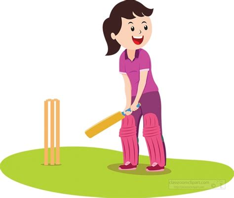 Cricket Player With Bat And Ball Clipart Classroom Clip Art
