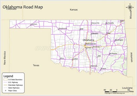 Oklahoma Road Map Check Us And Interstate Highways State Routes