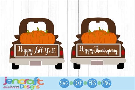 Vintage Fall Pumpkin Red Truck Svg Thanksgiving Antique Old 129400