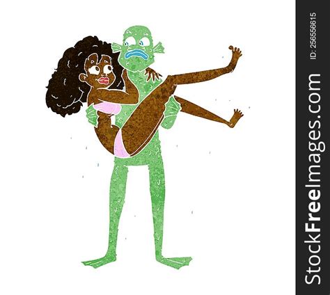 Cartoon Swamp Monster Carrying Woman In Bikini Free Stock Images And Photos 256556615