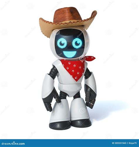 Little Robot Cowboy 3d Rendering Stock Illustration Illustration Of