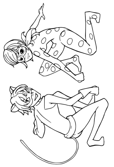 Ladybug Y Cat Noir Para Colorear