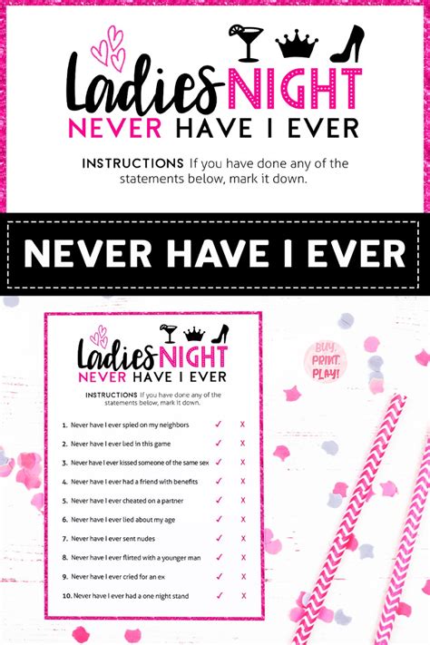 Ladies Night Games Never Have I Ever Printable Game Etsy In 2022